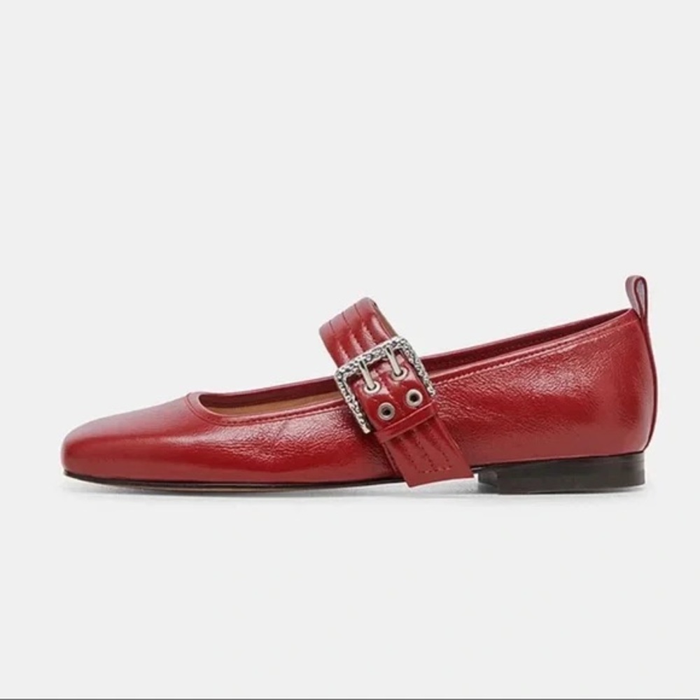 Dolce Vita Arora Ballet Flats Red Crinkle Patent NWOT